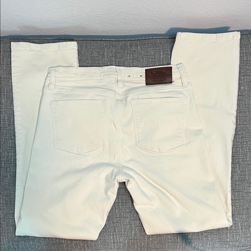 LRL Ralph Lauren Off-White Straight Leg Jeans Petite 8P - Picture 3 of 5